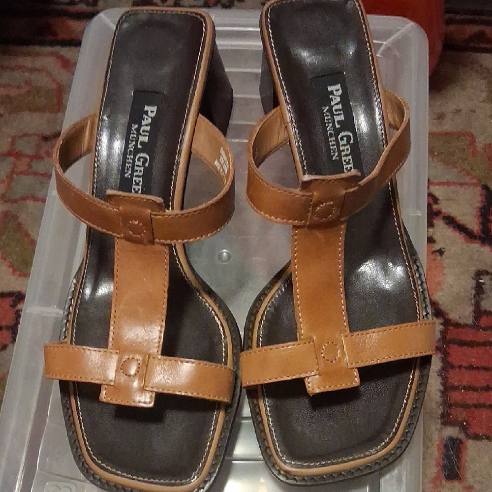 Paul Green Brown Leather Sandals